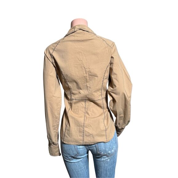 Pulp long sleeve raglan hazelnut button-down with textured on edge shirt M - Picture 5 of 6